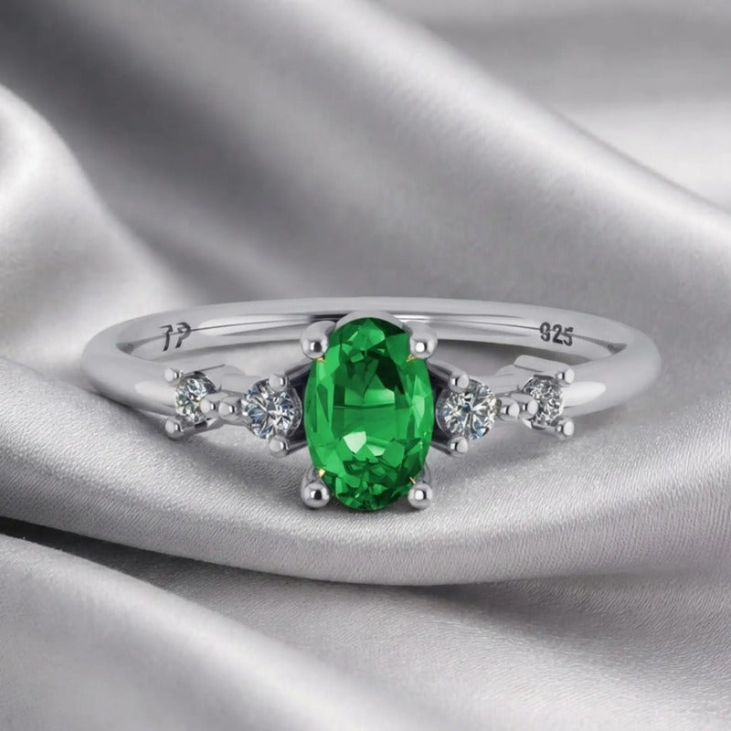 Anel London Esmeralda Prata 925 - Exclusivo