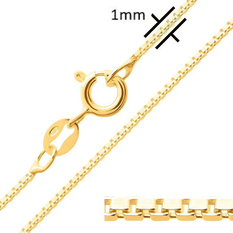 Corrente Veneziana Prata 925 Dourada 18k - P/ Pingentes 45cm Dourado