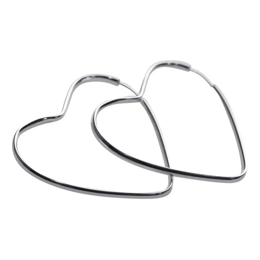 Brinco Argola Média De Prata 925 Coração - 30mm Feminina Prata