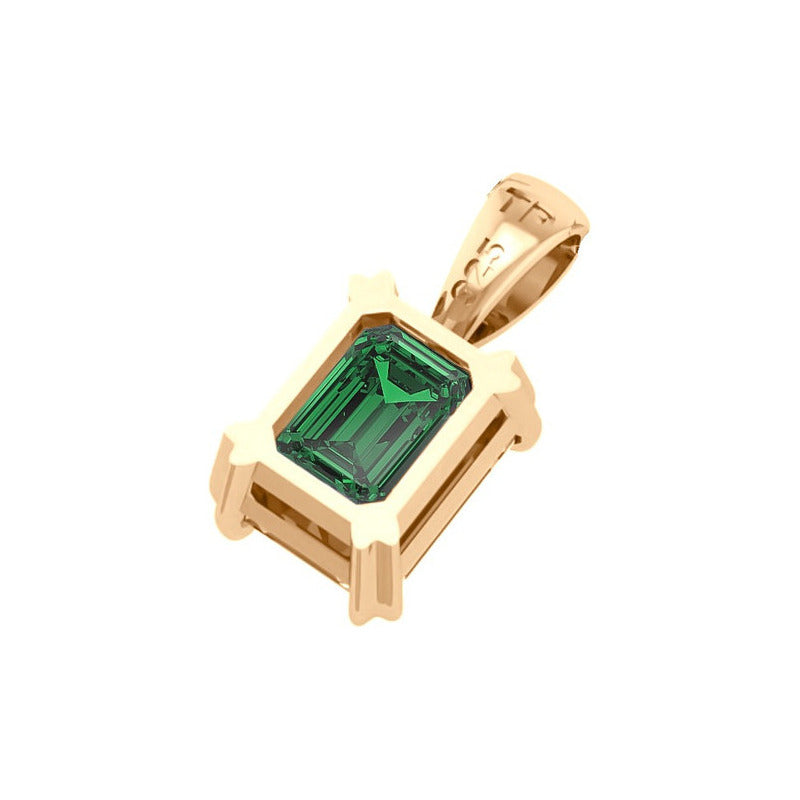 Colgante rectangular de plata 925 y oro de 18 quilates - Esmeralda