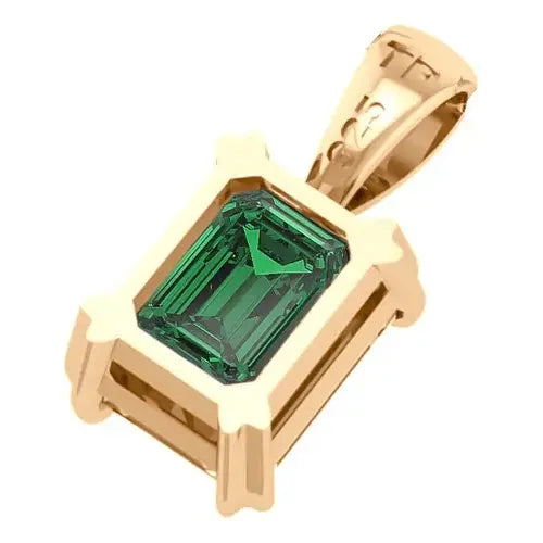 Pingente Retangular Prata 925 Dourada 18k - Esmeralda Verde