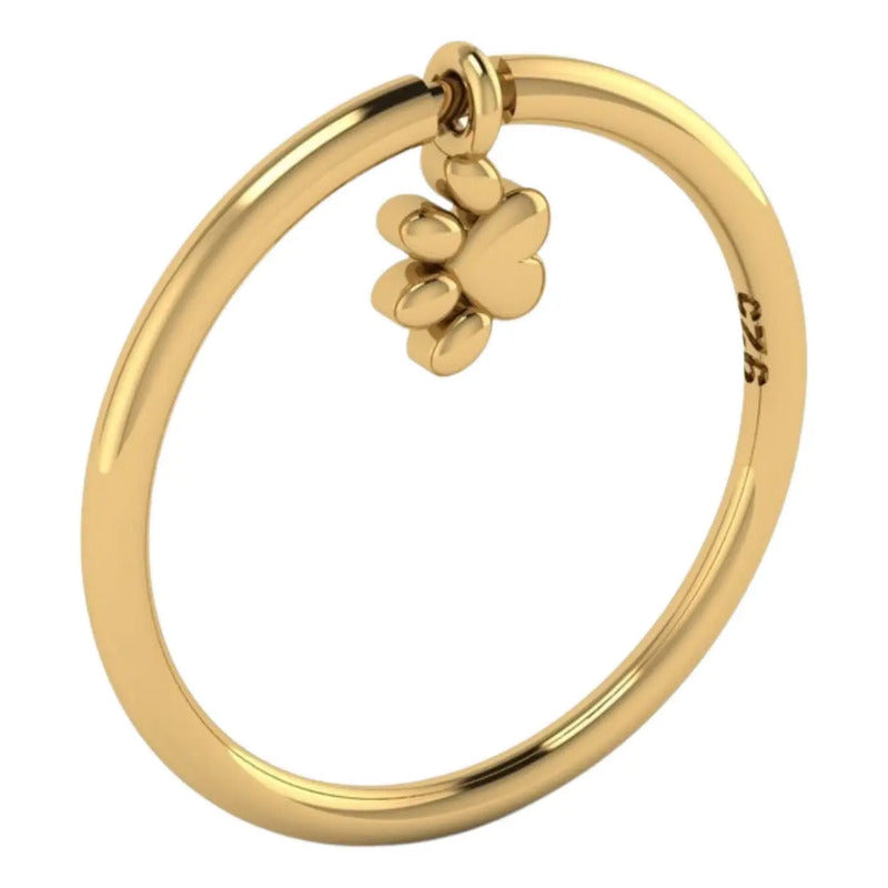 Anel Pingente Patinha Prata 925 Dourado 18k - Exclusivo