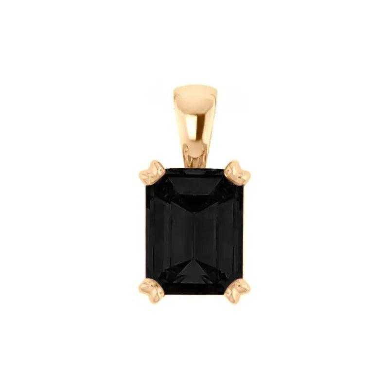 Pingente Retangular Prata 925 Dourada 18k - Black Onix Preto
