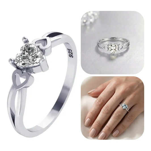 Anel Prata 925 Eterno Coração Zirconia - Exclusivo