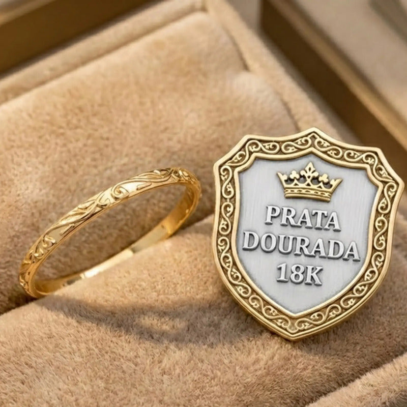 Anel Fio Arabesco Aliancinha Prata 925 Dourada  Ouro 18k