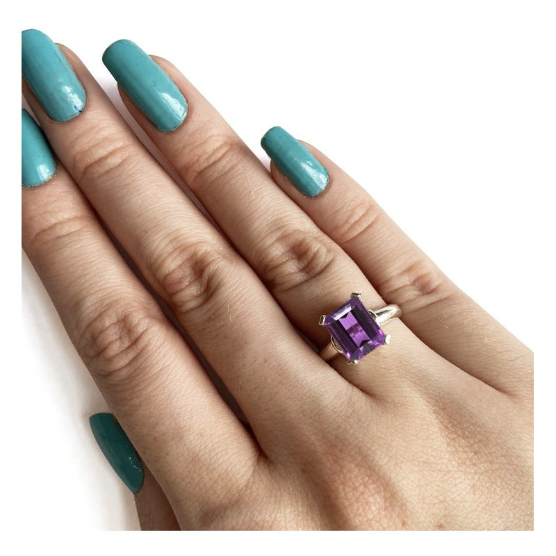 Anel Ametista Pura Prata 925 Vintage - Feminino