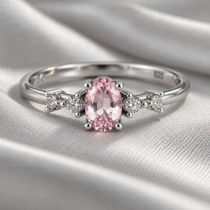 Anel Safira Rosa London Prata 925 - Tamanhos Exclusivos 19