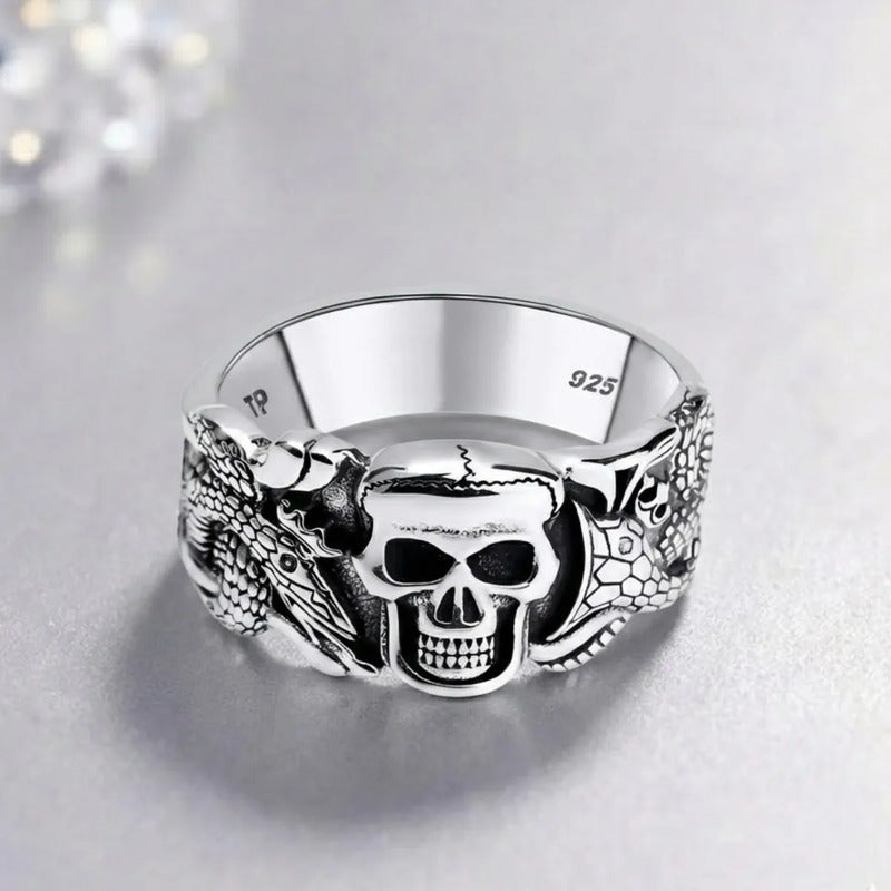 Anel Pura Prata 925 Masculino Caveira - Tamanhos Exclusivos