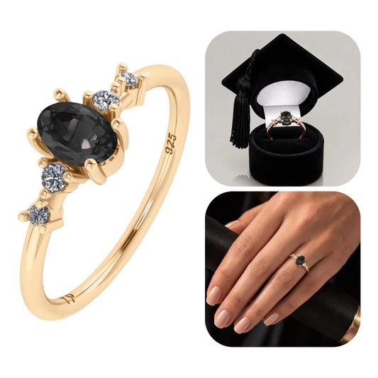 Anel Formatura Diversas Areas Prata 925 Dourada 18k + Capelo Onix 14-15