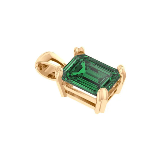 Pingente Retangular Prata 925 Dourada 18k - Esmeralda Verde