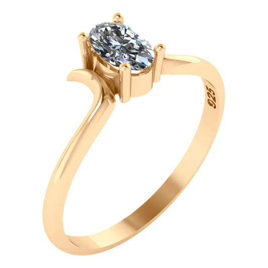 Anel Roma Zircônia Solitário Prata 925 Dourada Ouro 18k
