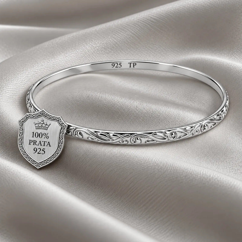 Pulseira Bracelete Arabesco Prata 925 - Maciço 6.5 Cm