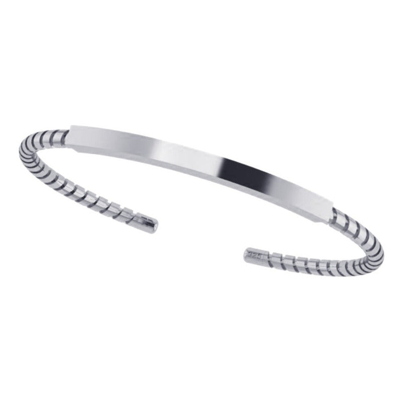 Pulseira Bracelete Torcido Rígido Maciço Prata 925 - Unissex