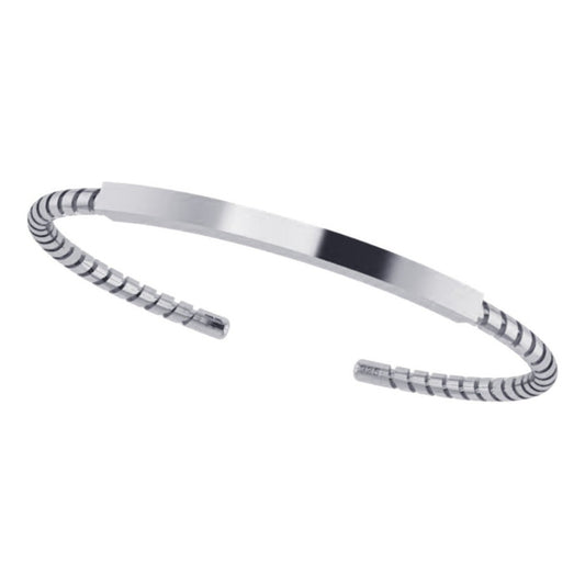 Pulseira Bracelete Prata 925 Torcido Rígido Maciço - Aberto