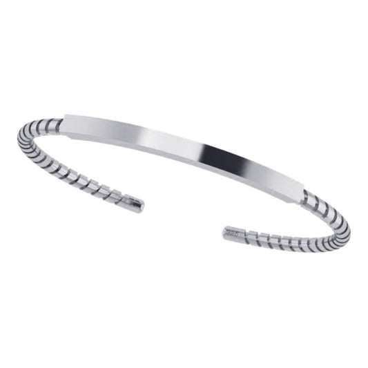 Pulseira Bracelete Prata 925 Torcido Rígido Maciço - Aberto