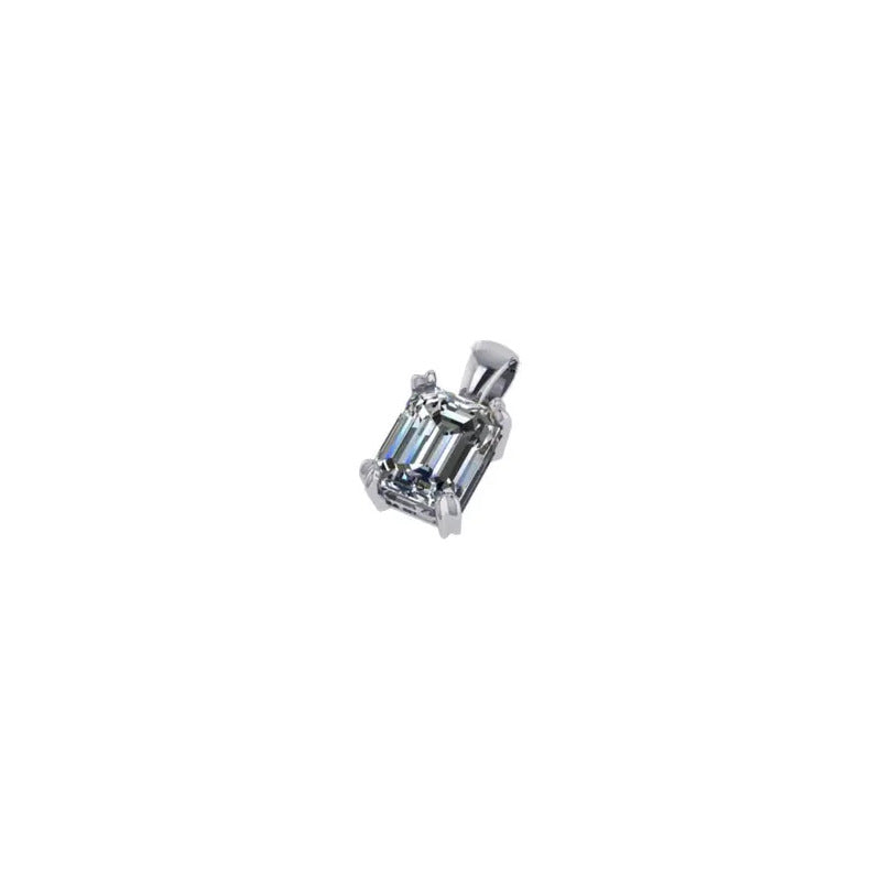 Pingente Prata 925 Retangular Zirconia Unissex - Exclusivo Branco