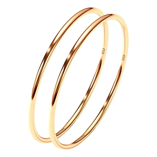 2 Aneis Fio Redondo Aliancinha Prata 925 Dourada Ouro 18k