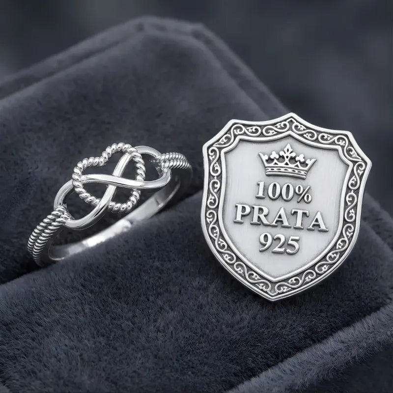 Anel Infinito Amor Prata 925 Ou Banhado A Ouro 18k Prata 925 24