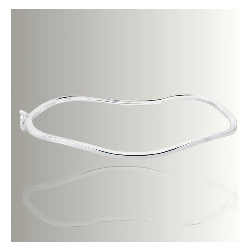 Pulseira Bracelete Rígido Ondulado Prata 925 6 Cm