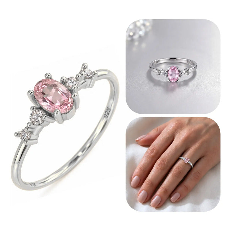 Anel Safira Rosa London Prata 925 - Tamanhos Exclusivos 19