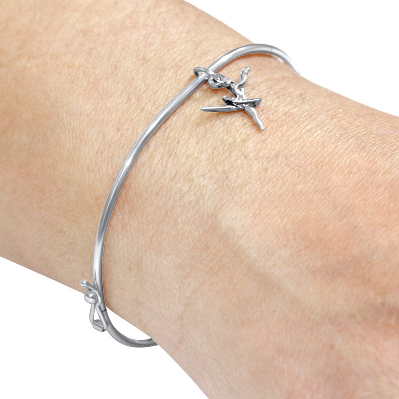 Pulseira Bracelete Rígido Prata 925 - Pingente Bailarina