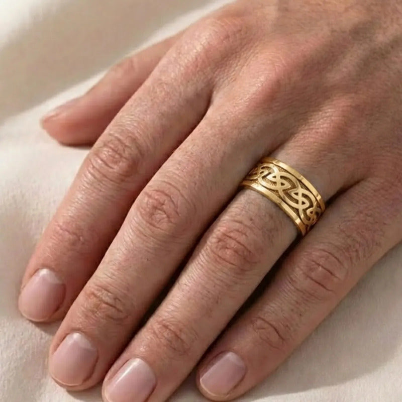 Anel Masculino Infinito Celta - Prata 925 Dourada 18k