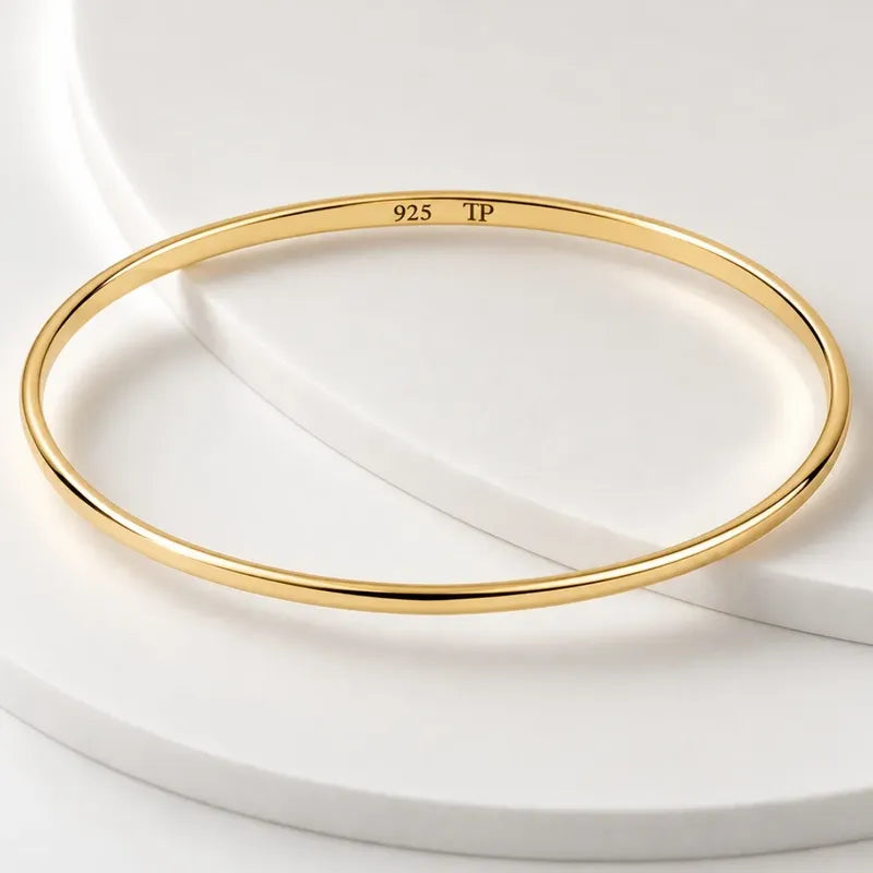 Pulseira Bracelete Liso Prata 925 Dourada 18k Maciço 6 Cm