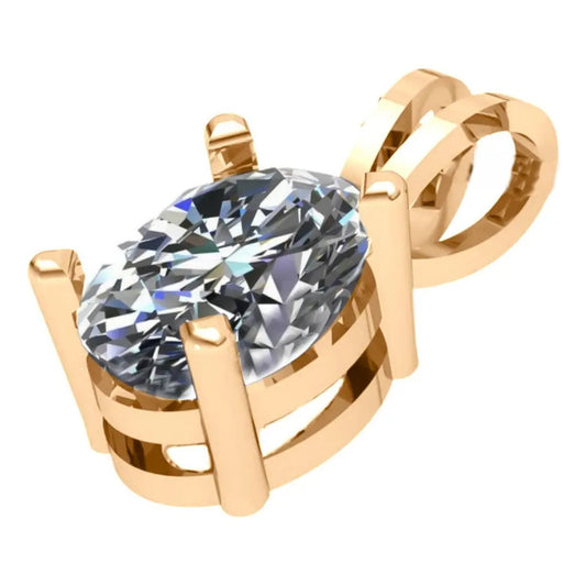 Pingente Oval Prata 925 Dourada 18k - Zircônia Branco