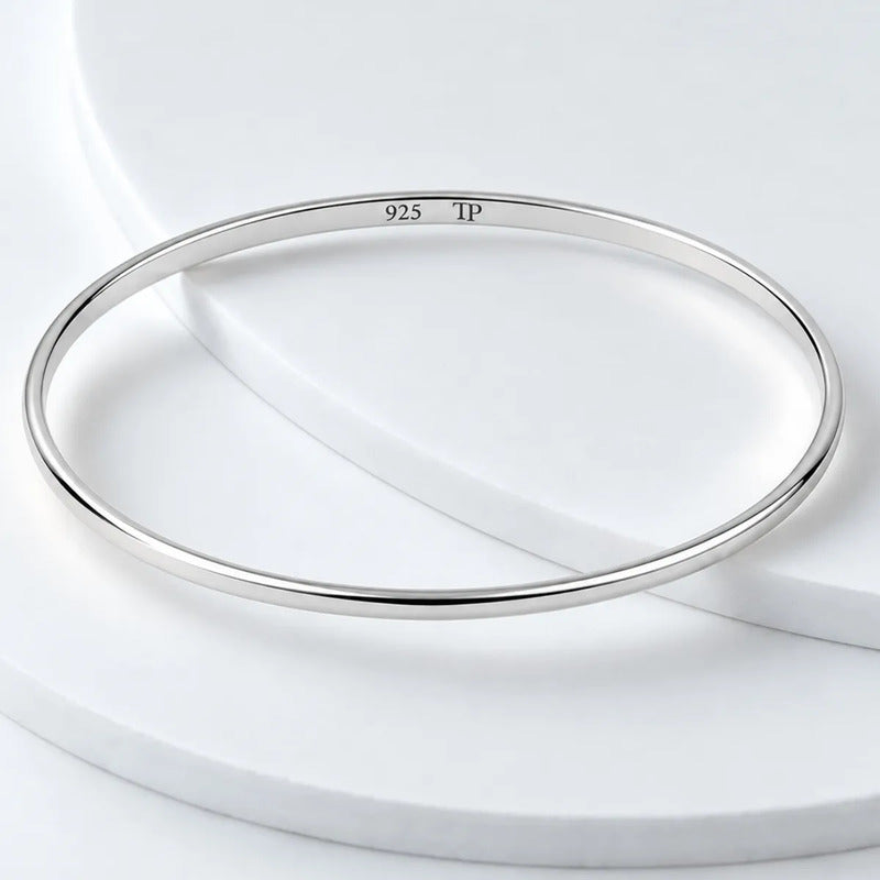 Pulseira Bracelete Liso Prata 925 Maciço 6 Cm