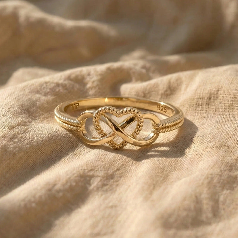 Anel Infinito Amor Prata 925 Dourada  Ouro 18k - Exclusivo