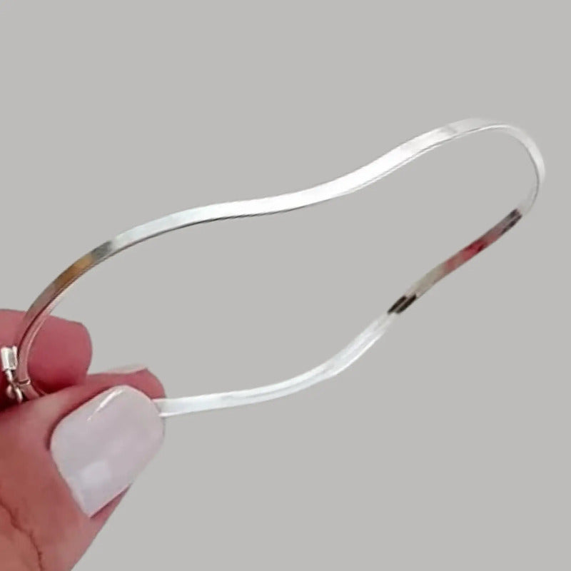 Pulseira Bracelete Rígido Ondulado Prata 925 6 Cm