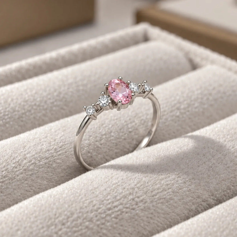 Anel Safira Rosa London Prata 925 - Tamanhos Exclusivos 11