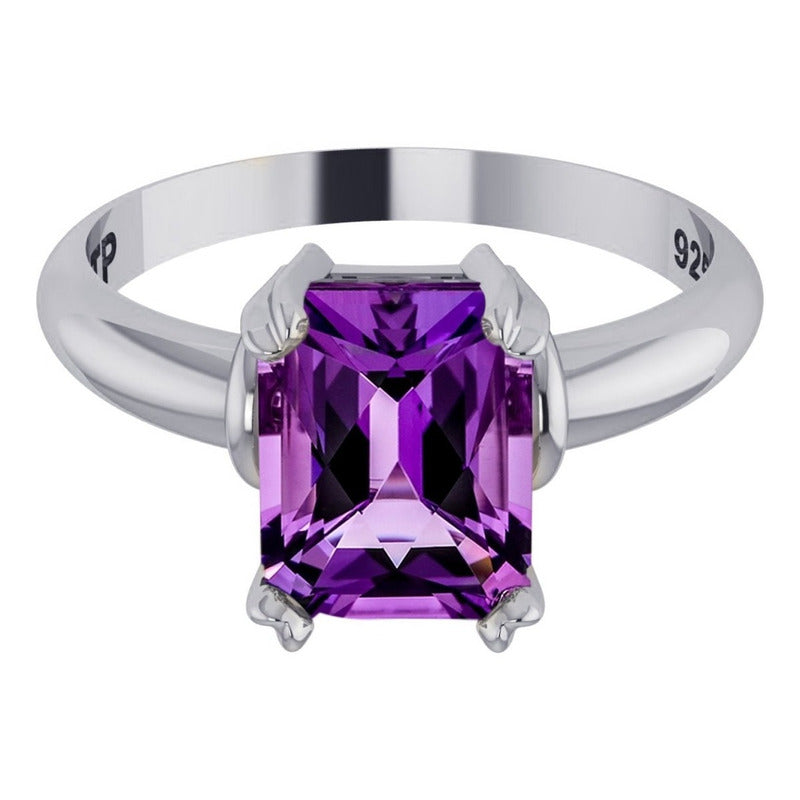 Anel Ametista Pura Prata 925 Vintage - Feminino