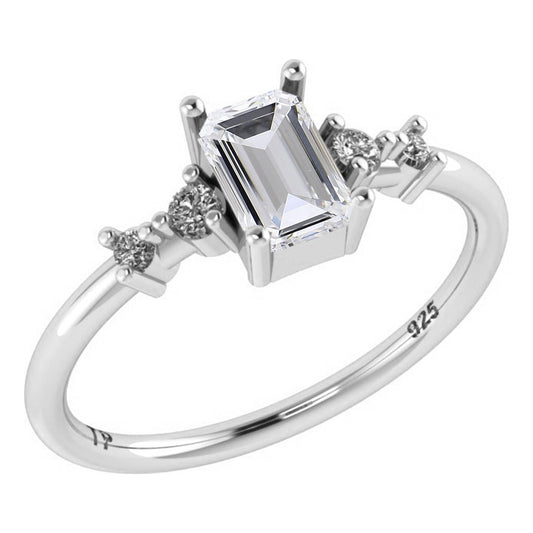 Rectangular Vienna Ring Pure 925 Silver - Zirconia