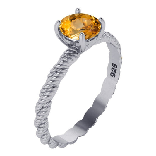 925 Silver Solitaire Ring Twisted Citrine - Exclusive