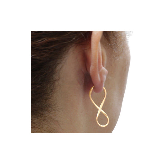 Argola Brinco 3,8cm Infinito Prata 925 Dourada 18k- Feminino