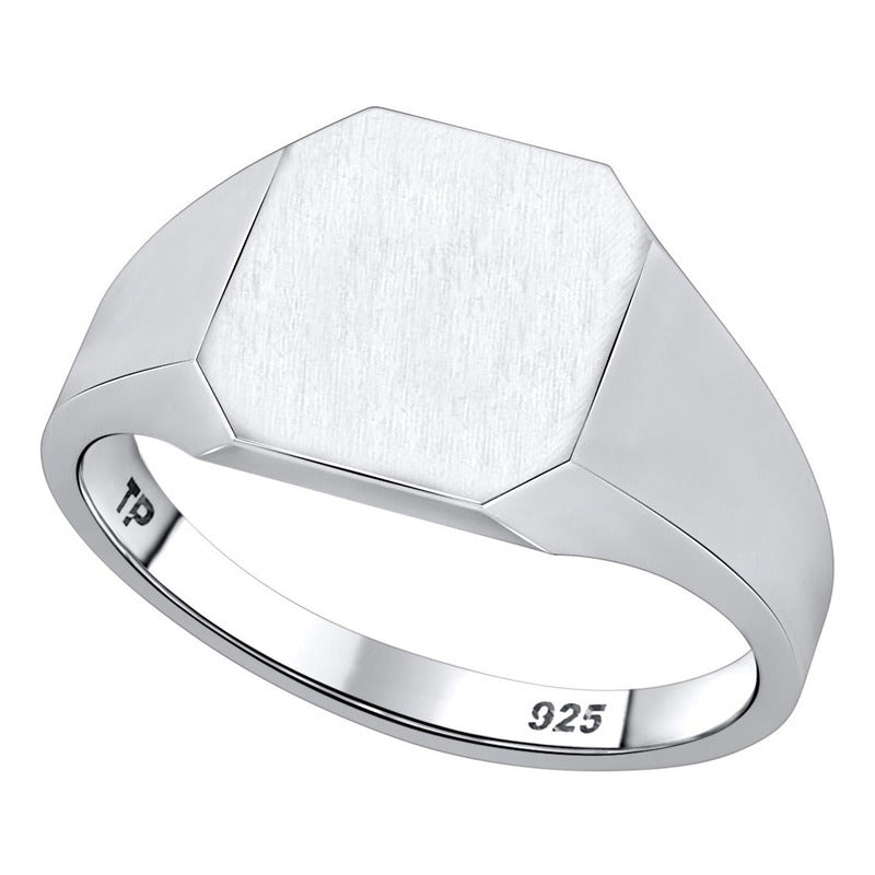 Anel Pura Prata 925 Retangular Masculino - Exclusivo