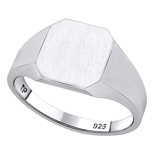 Anel Pura Prata 925 Retangular Masculino - Exclusivo