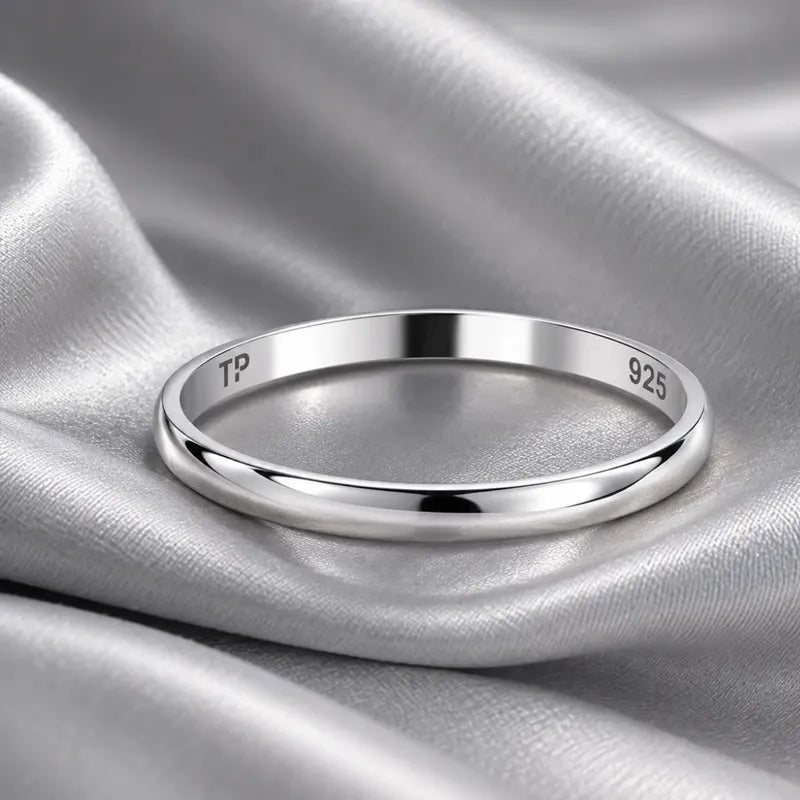 Aliança Lisa Meia Cana Prata 925 Ou Banhada Ouro 18k Prata 925 6