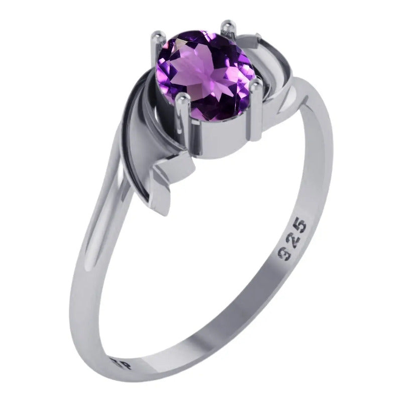 Anel Wings Ametista Oval Prata 925 - Exclusivo