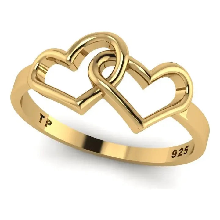 Anel Eterno Amor Em Pura Prata 925 Dourada 18k - Exclusivo