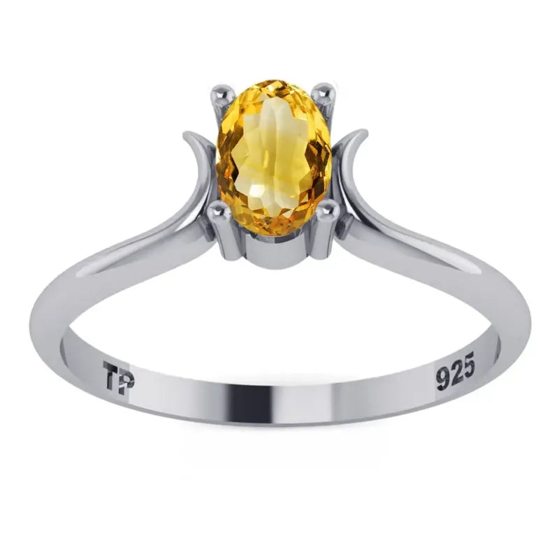 Anel Roma Citrino Prata 925 Feminino - Exclusivo