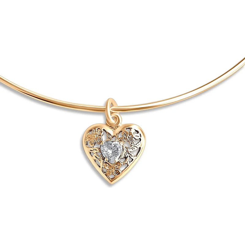 Colar Choker Zircônia Coração Prata 925 Dourada Ouro 18k