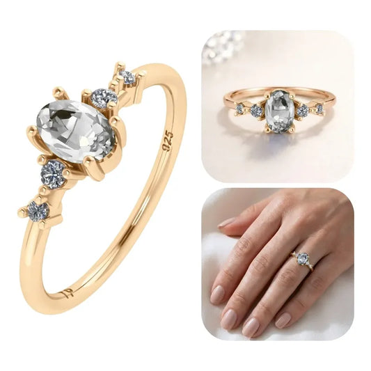 Anel London De Prata 925 Dourada Ouro 18k - Zircônia