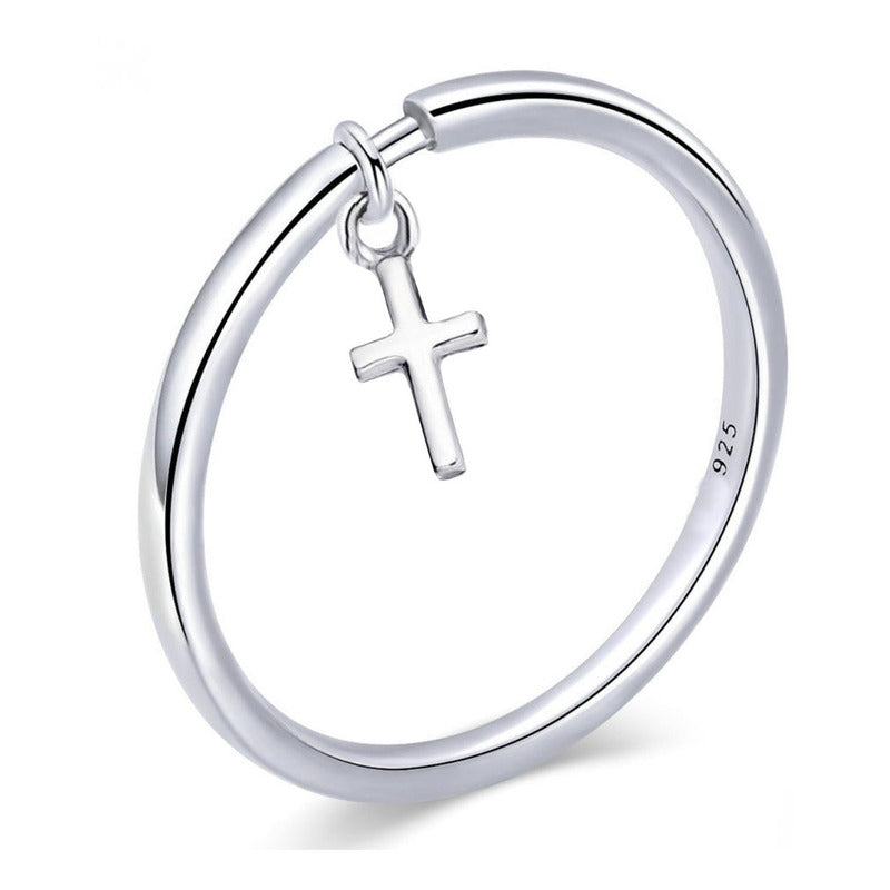 Anel Prata 925 Pingente Crucifixo Cruz - Tamanhos Exclusivos