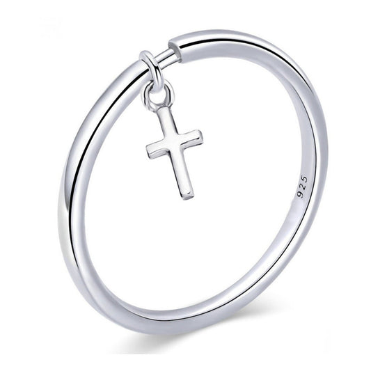 Anel Prata 925 Pingente Crucifixo Cruz - Tamanhos Exclusivos