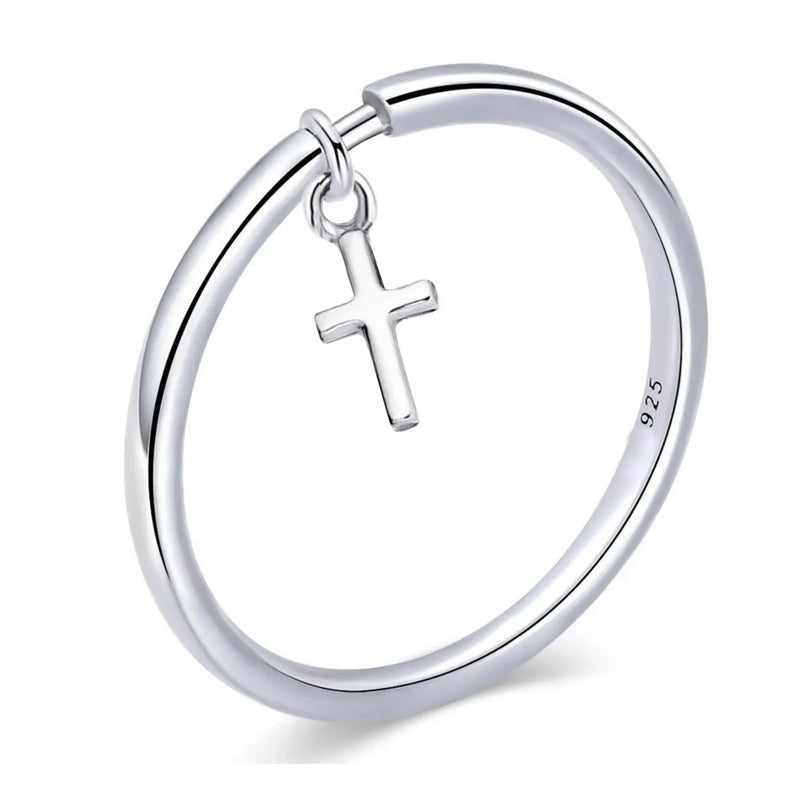Anel Prata 925 Pingente Crucifixo Cruz - Tamanhos Exclusivos