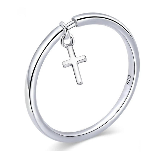 Anel Prata 925 Pingente Crucifixo Cruz - Tamanhos Exclusivos