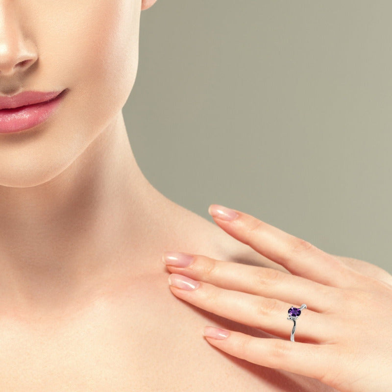 Kit de anillo y collar de amatista Roma en plata 925 - Exclusivo