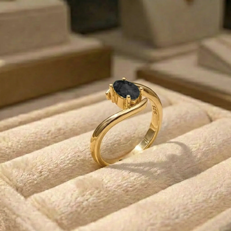 Anel Miami Prata 925 Dourada Ouro 18k - Black Ônix